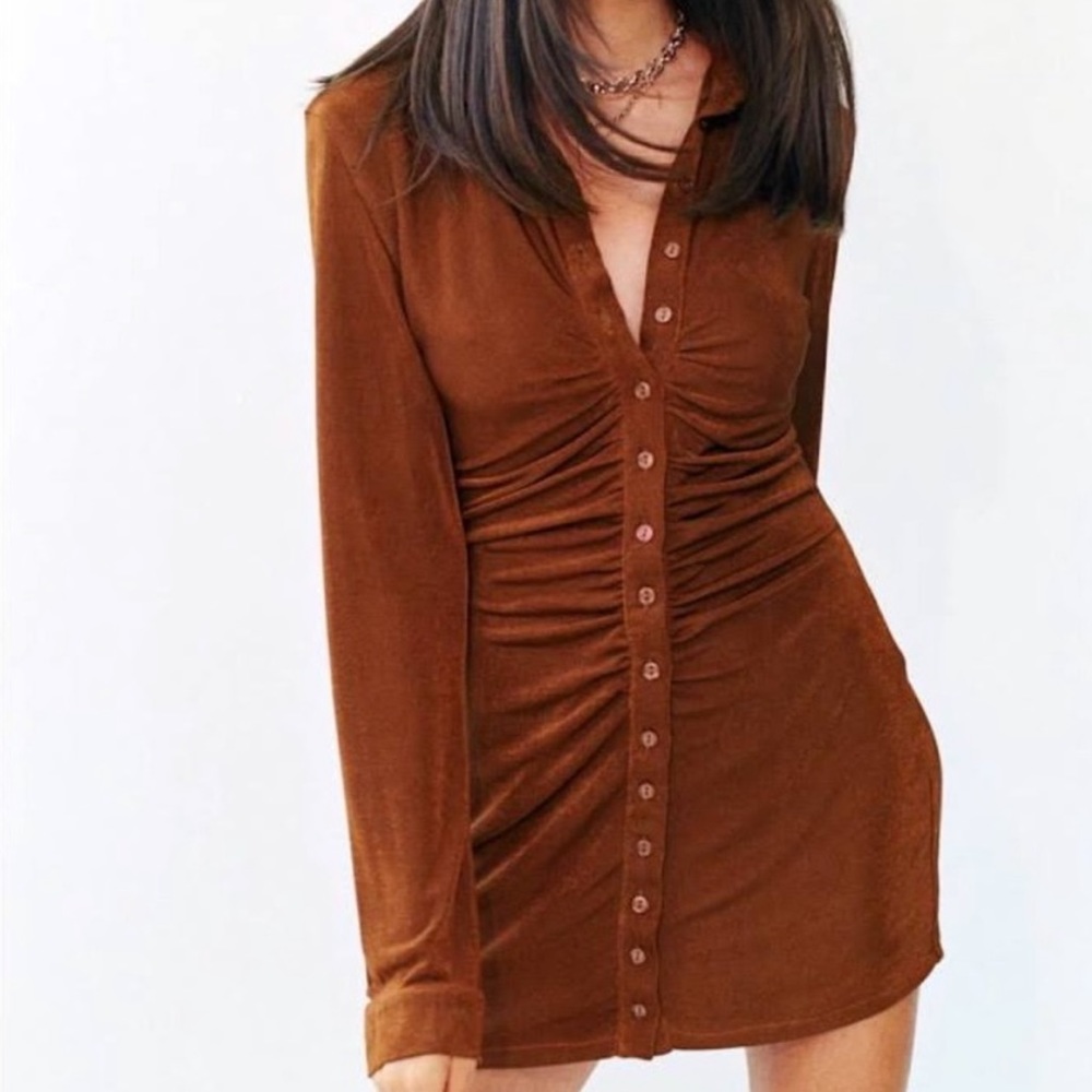 With Jean Andy dress in brown